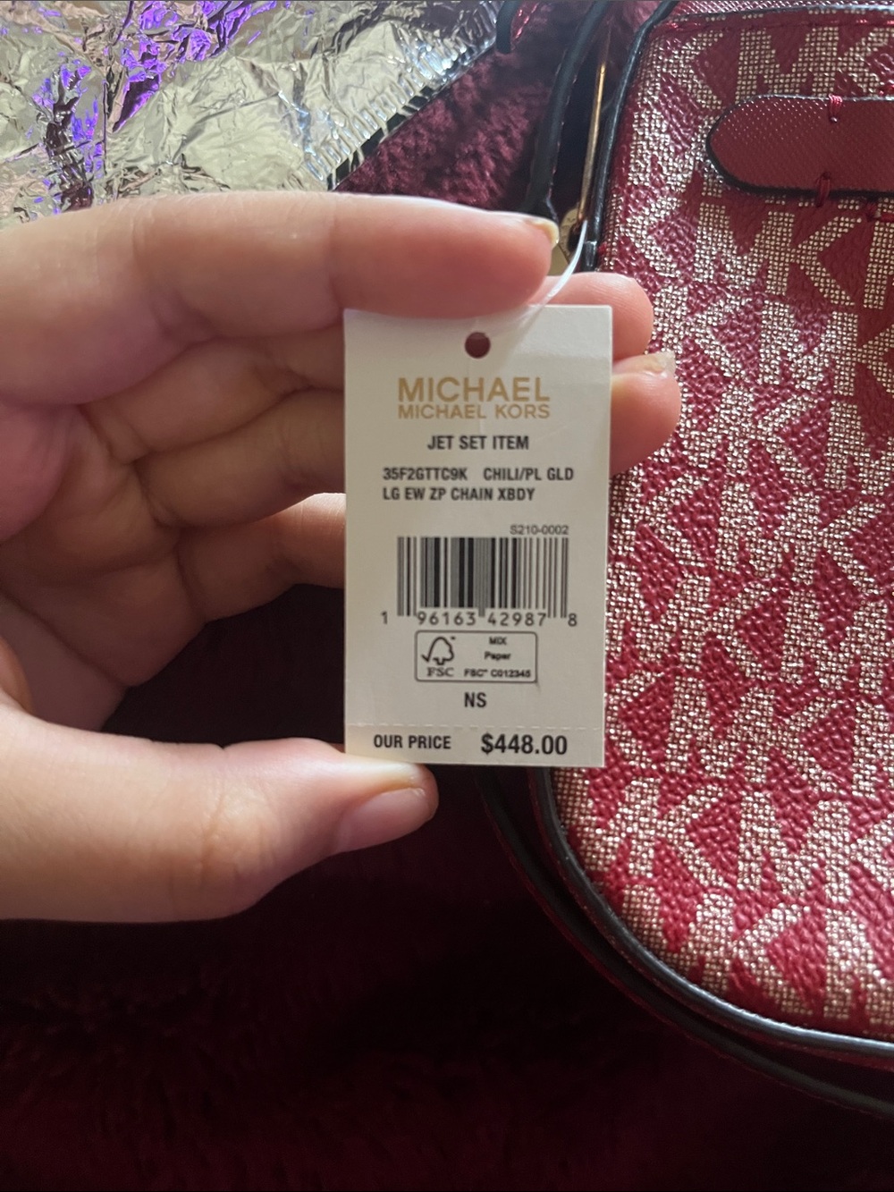 Michael Kors Red and Gold Signature MK Crossbody Bag - Picture 5 of 5